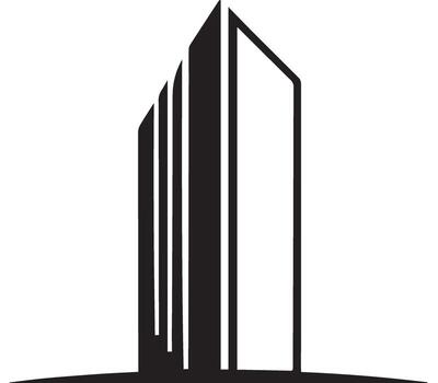 Abstract Tall Building Icon with Vertical Lines architecture vector