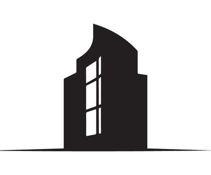 Abstract Silhouette of a Modern Skyscraper with Staircase vector