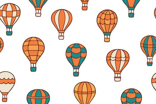 Seamless pattern of bright multi-colored balloons in doodle style on a white background. vector
