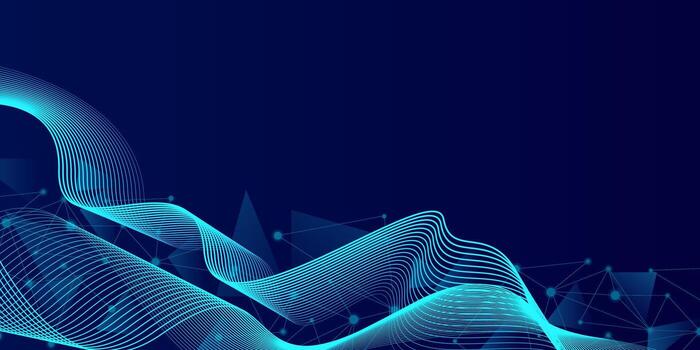 Abstract futuristic technology concept. Gradient digital blue background with wave lines and plexus line of big data analysis vector