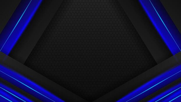 Futuristic blue and black abstract background with glowing geometric line and modern technology style vector
