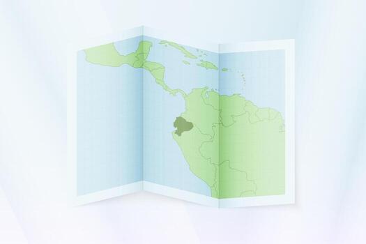 Ecuador map, folded paper with Ecuador map. vector