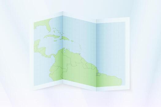 Trinidad and Tobago map, folded paper with Trinidad and Tobago map. vector