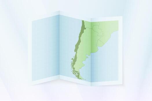 Chile map, folded paper with Chile map. vector