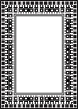square Assyrian black monochrome ornament. Rectangle, border, frame of Mesopatamia Pattern of the ancient East. vector