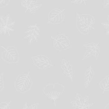 Seamless pattern with white contour leaves on gray background, leaf of maple, linden, aspen, ginkgo, and others. Print for textile, package, and paper, illustration, line art style vector