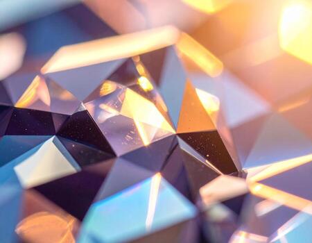 Abstract Diamond Facets Macro View of Light and Geometry. photo
