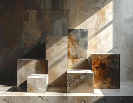 resumen Roca cubitos con dramático ligero y sombra composición. foto