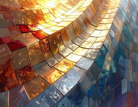 iridiscente loseta fachada resumen arquitectura con dinámica color cambio y geométrico modelo. foto