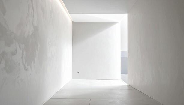 Minimalist Architectural Corridor Light and Shadow Textured Walls Modern Design. photo