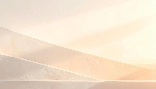 Minimalist Architecture Creamy White Walls and Geometric Shadows in Warm Light. photo