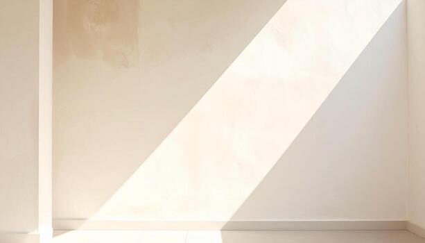 Minimalist Interior Diagonal Sunlight and Textured Wall Empty Space. photo