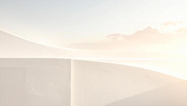 Minimalist White Architecture with Soft Light and Cloudscape. photo