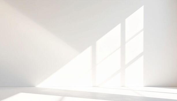 Minimalist White Room with Geometric Window Light Patterns. photo