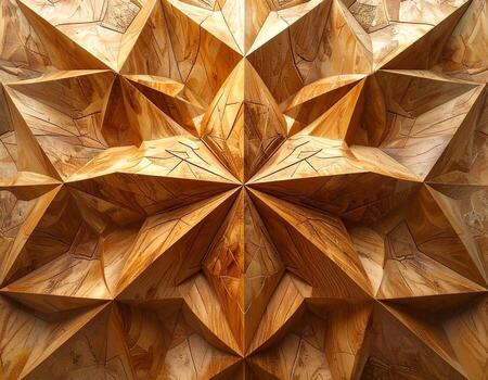 Intricate Geometric Starburst Pattern in Warm Tones Textured Surface. photo