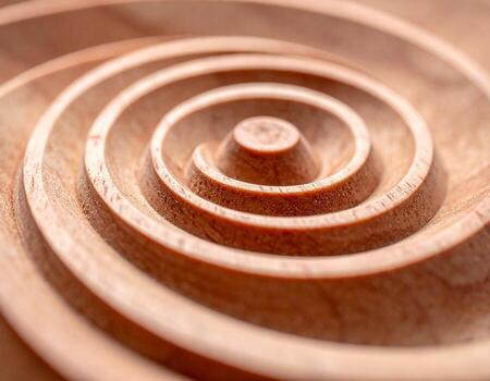 Intricate Wooden Spiral Detailed Macro Shot of Carved Texture. photo