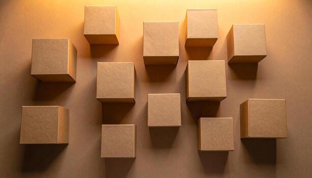 resumen composición de cartulina cajas geométrico formas calentar Encendiendo sombra jugar. foto