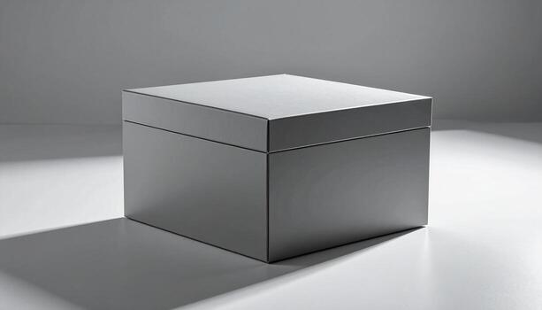 Minimalist Gray Box Clean Lines Subtle Shadows Modern Still Life. photo