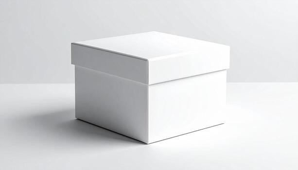 Pristine White Gift Box Minimalist Design Clean Lines Shadow Play Mockup. photo