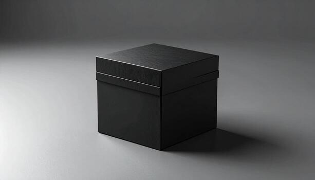 Sleek Black Box on Gray Surface Minimalist Product Photography. photo