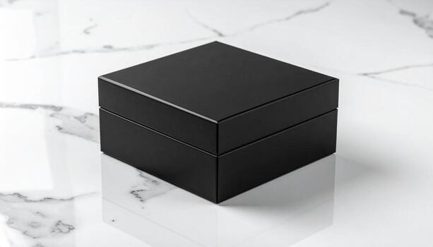 Elegant Black Box on Marble Surface A Study in Simplicity. photo