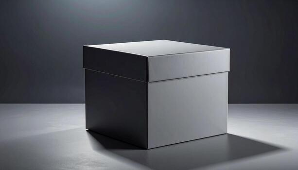 Elegant Gray Box with Lid on a Smooth Surface. photo