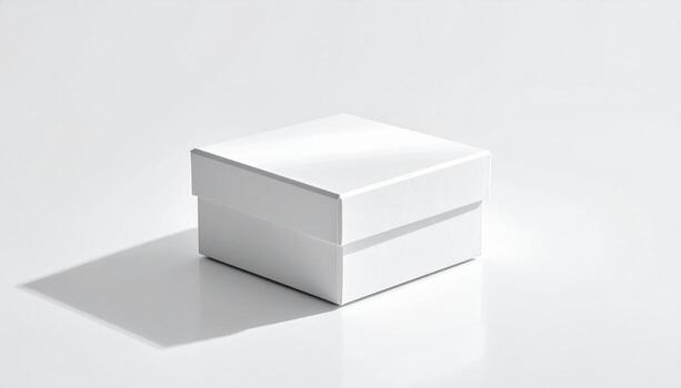 Minimalist White Box on White Background with Shadow. photo