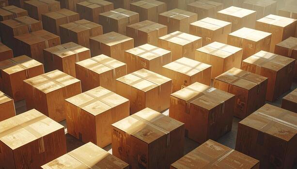 Uniformly Arranged Wooden Cubes with Light and Shadow Play. photo
