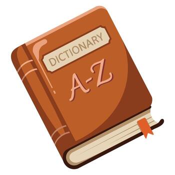 Dictionary book in red with A Z letters and bookmark isolated on white background perfect for study visuals education and language learning vector