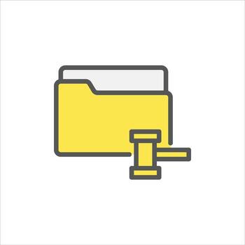 Case File filled outline icon. file and document color line illustration. vector