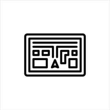 map display on smart outline icon. map display black line illustration. vector