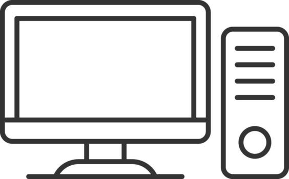 Desktop Computer Line Icon - Minimal Editable Stroke for Technology and Office Design vector