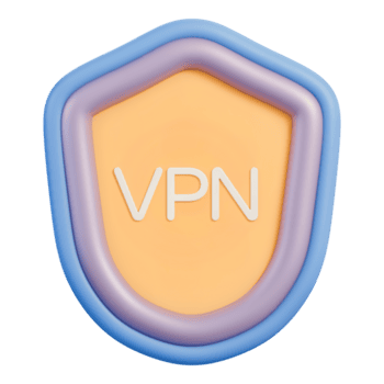 vpn schild voor cyberbeveiliging, encryptie, privacy en netwerk toegang 3d illustratie png