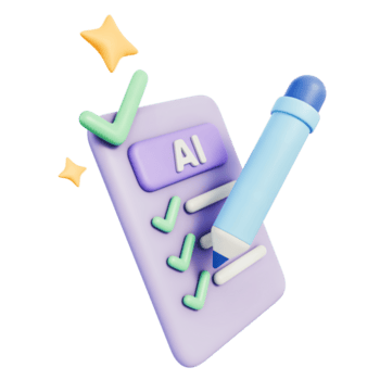 ai checklista kort med bockar och penna för verifiering, godkännande, överensstämmelse granska och kvalitet kontrollera, arbetsflöde dokumentera för uppgift förvaltning, rapportering, politik recension, 3d illustration png