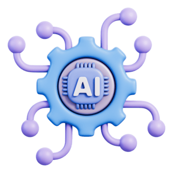 ai microchip Ingranaggio con neurale Rete nodi e circuito connessioni, simbolo di macchina apprendimento automazione, dati in lavorazione, digitale analitica e intelligente tecnologia, 3d illustrazione png