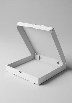 White open empty pizza box mockup on grey background photo