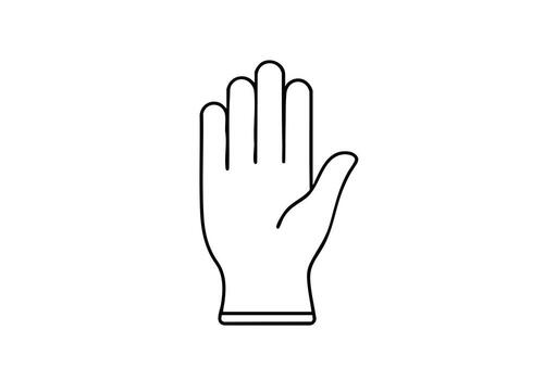 Simple outline icon representing a hand with fingers extended, a universal symbol for stop, warning, or greeting. vector