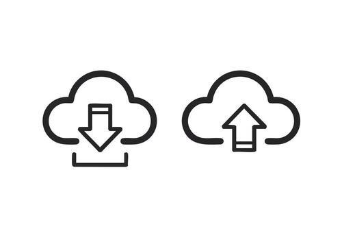 Easily download and upload your data with these modern cloud icons, perfect for websites, apps, and presentations needing a clean, professional look vector