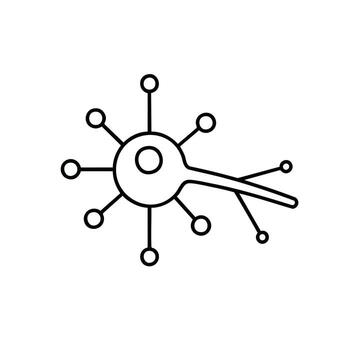 Modern neuron illustration shows scientific data visualization for brain research and neurological studies, representing connectivity and complex neural networks vector