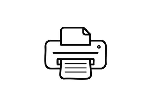 Streamlined printer icon for efficient document workflow and modern office technology branding, conveying simplicity and precision in communication solutions vector