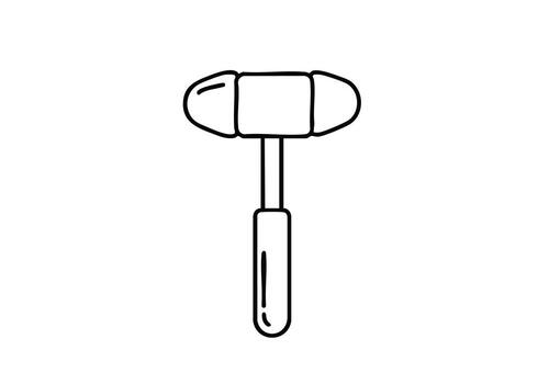 Mallet tool outline icon for construction and medical use, clean and simple design, perfect for DIY projects and healthcare visuals. vector