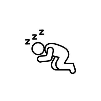 Simple line art icon of a person sleeping soundly with 'Zzz' symbols indicating deep slumber and rest. vector