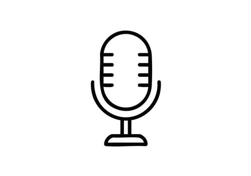 Simple outline microphone icon for audio recording, podcasting, and broadcasting projects vector