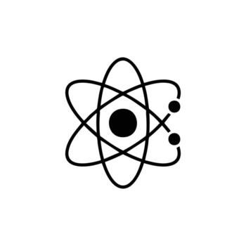 Illustrative atom diagram in black and white for educational resources and scientific presentations, perfect for explaining nuclear physics concepts vector