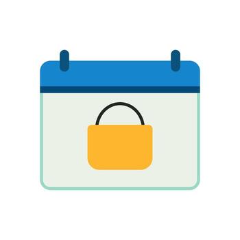 Minimalist Blue Header Calendar with Yellow Padlock Icon for Secure, Private, or Protected Appointments vector