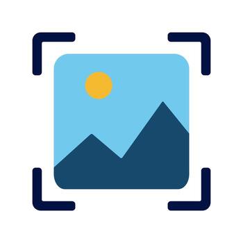 symbol showing an image preview inside framing guides, typically used to indicate crop or adjust view area in design software vector