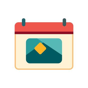 Colorful Calendar Graphic with Central Picture Frame Element and Long Shadow Effect vector