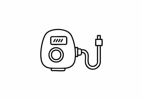 Minimalist outline of a nebulizer machine, perfect for healthcare design, clean line art for medical concepts, and simple illustrations for wellness projects vector