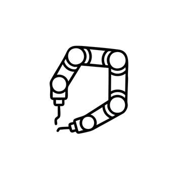 Modern robotic arm icon for industrial automation and manufacturing projects, streamlined design emphasizes efficiency and precision for cutting-edge innovation vector