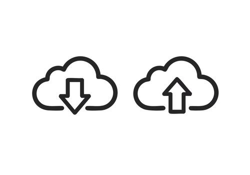 Securely upload and download files with cloud computing technology, offering streamlined data transfer and storage capabilities for modern businesses today vector